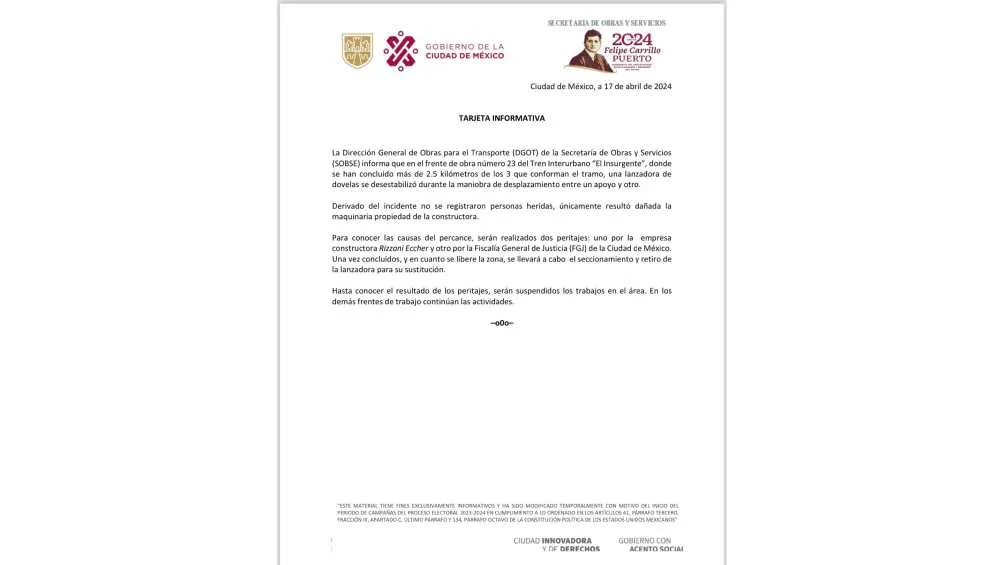 Posteriormente se publicó otro comunicado, en el cual se corrigió la expresión.