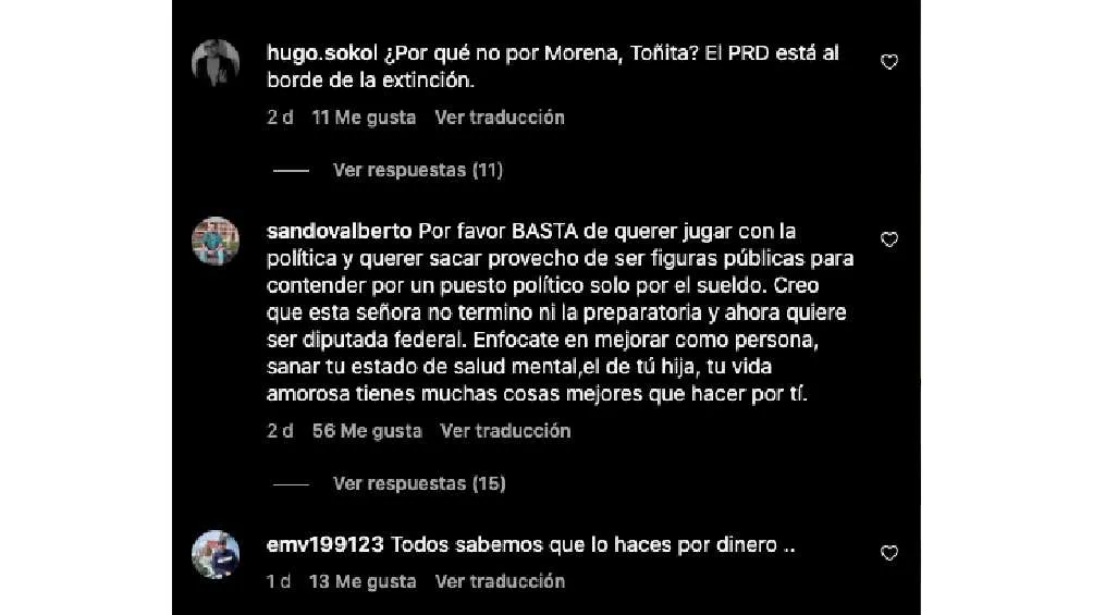 Los fans de la cantante la criticaron por querer entrarle a la política.