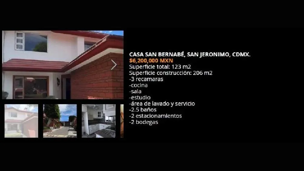 La inmobiliaria que está ofreciendo la casa pide 6 millones 200 mil pesos por ella.