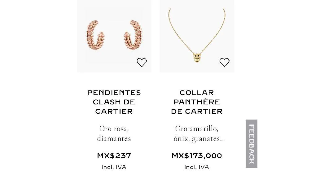 La tienda online puso mal el precio de un par de pendientes clash de Cartier.