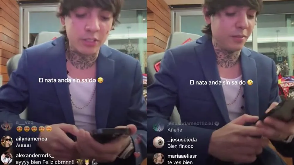 IG: @natanael_cano Durante el live, Nata recibió una llamada que le informaba que su línea estaba suspendida.