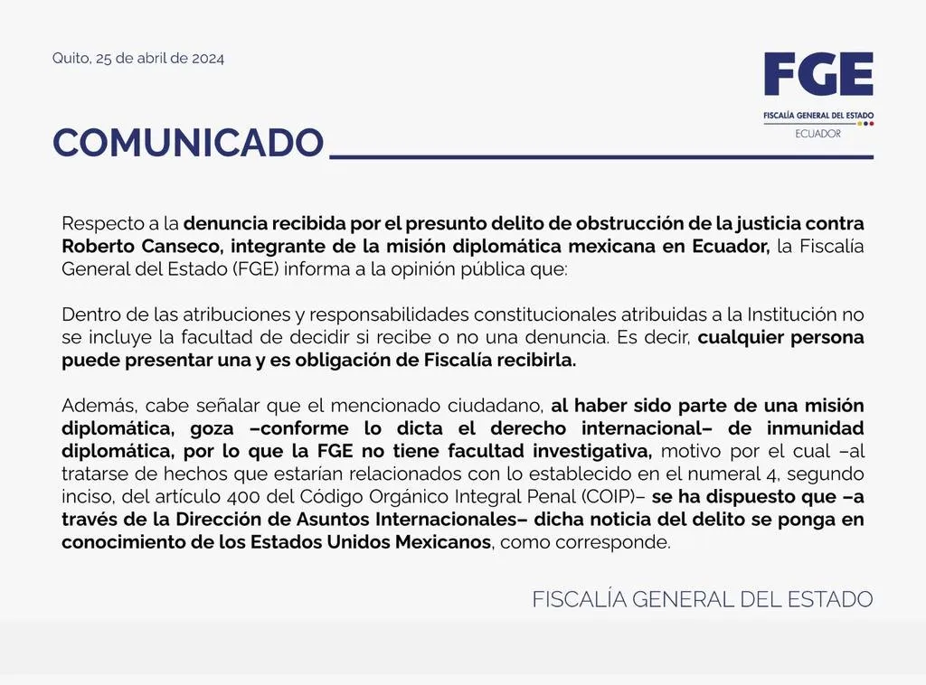 TWITTER @PrimeraPlanaECU Fiscalía abrió investigación