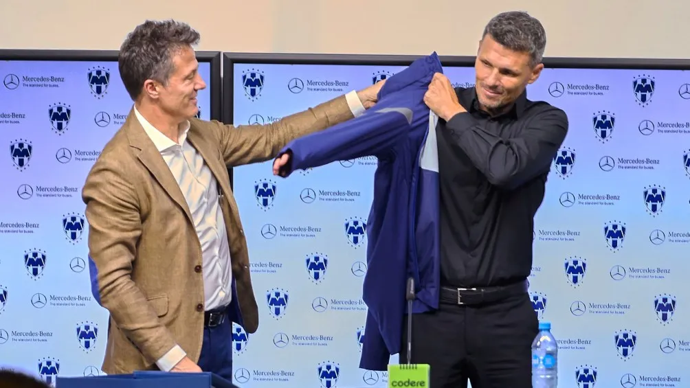 Noriega y Ortiz en la presentación de Tano como DT de Monterrey