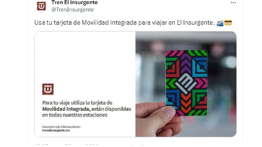 Para poder utilizar el Tren Interubano con la tarjeta MI se puede acceder Foto Captura de pantalla