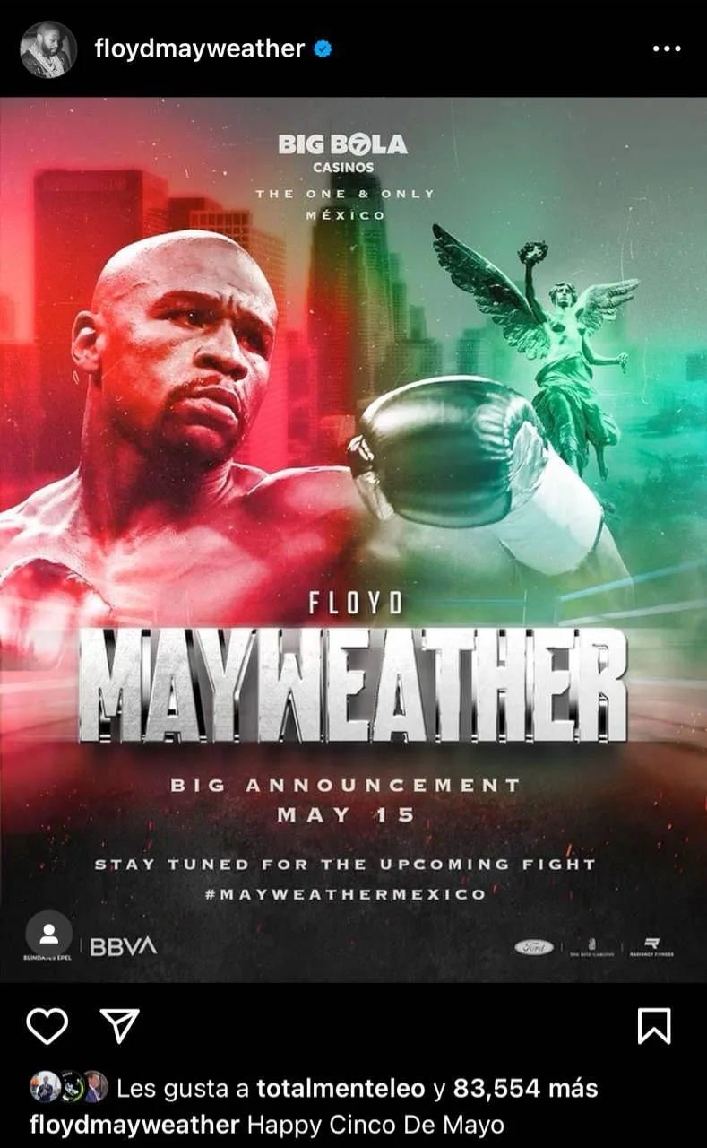 Mayweather Jr tendrá una exhibición en México