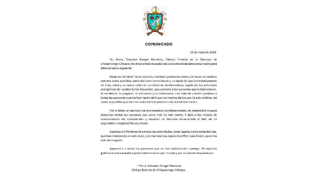 El católico emitió un comunicado para dar a conocer su postura.