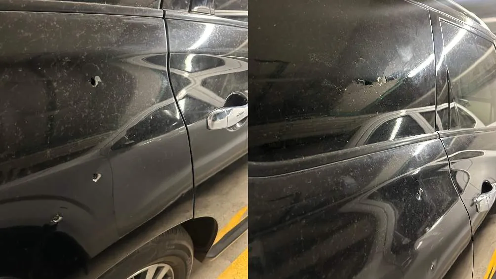 La candidata mostró fotos de los impactos de bala que quedaron en la camioneta.