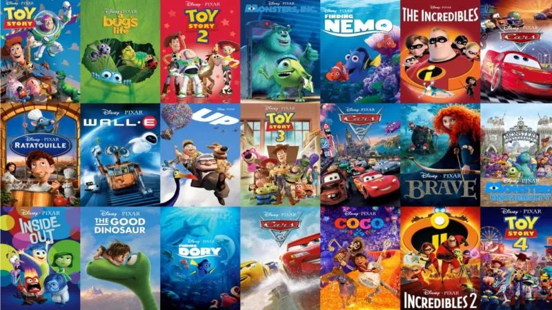 X Algunas películas de Pixar a lo largo de los años