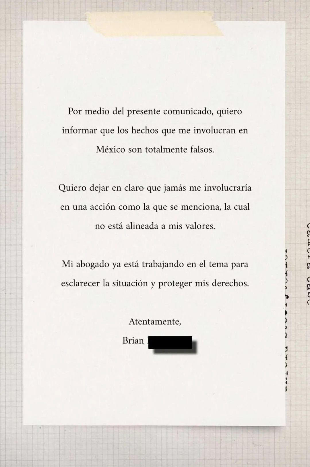 CAPTURA DE PANTALLA El mensaje de Brian 'N'