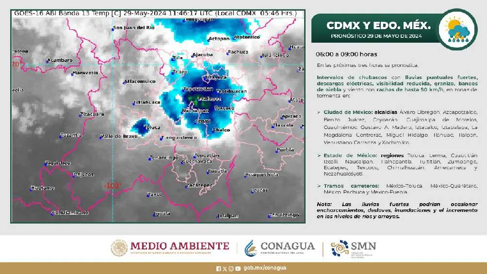Varias alcaldías y municipios del Valle de México amanecieron con precipitaciones.