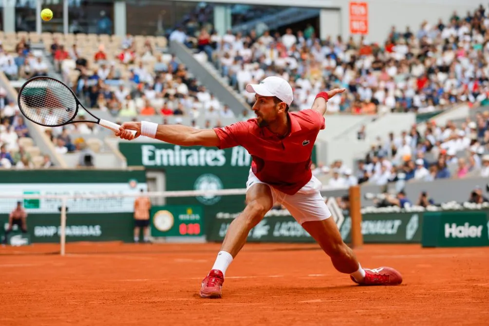 Djokovic en su último juego en Roland Garros