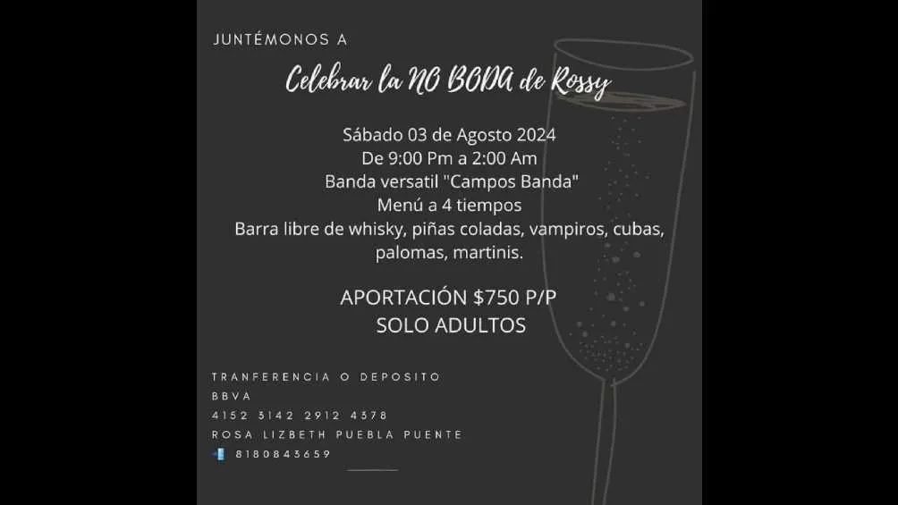 IG: @rossypueblapuente Habrá menú de cuatro tiempos, bebida y música en vivo.