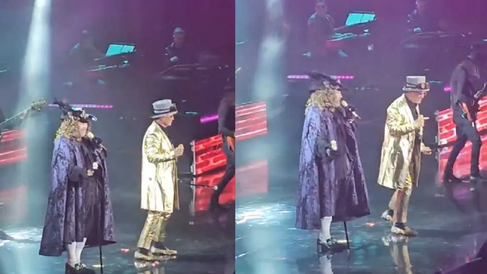 Los cantante se presentaron en el escenario con capas, pelucas y ropa extravagante.