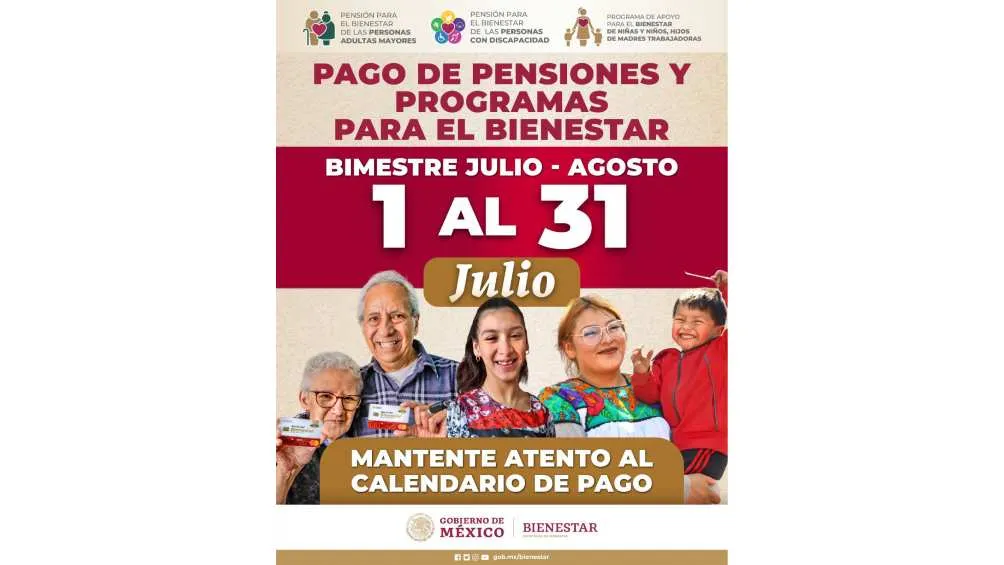 Twitter: @bienestarmx Entre el 1 y 31 de julio se depositará 6 mil pesos a cada beneficiario.