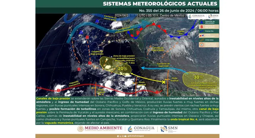 Twitter: @conagua_clima En gran parte de la República hay pronóstico de lluvias.