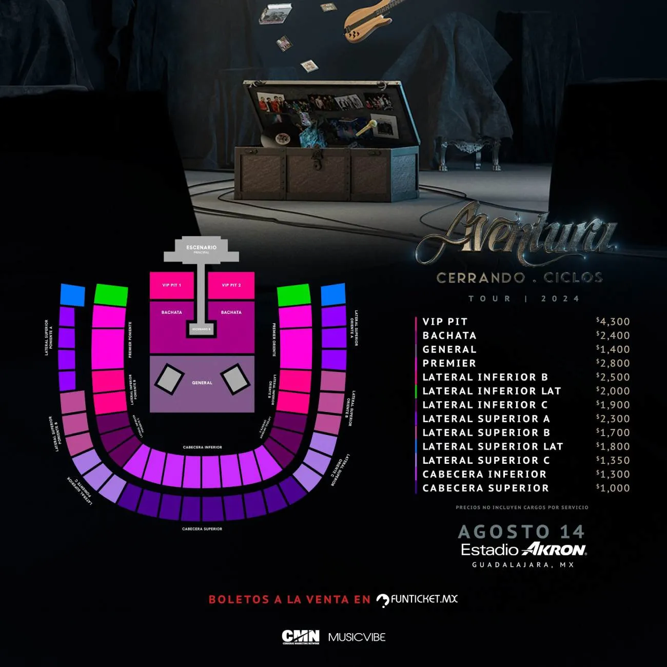 FB: @Aventura Los precios por boleto cambiarán dependiendo el estado o ciudad.