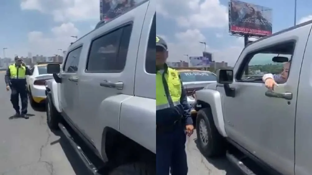 Al final llegó un policía de tránsito para mediar la situación.