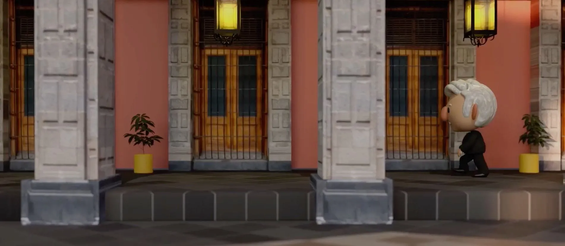 Amlito recorre todo Palacio Nacional como todos los días para empezar la jornada laboral.