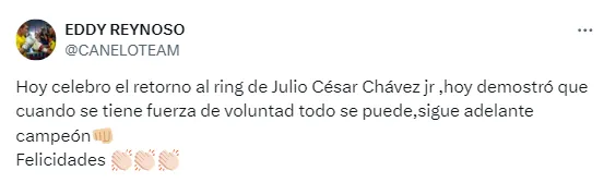 Mensaje de Eddy Reynoso a Chávez Jr.