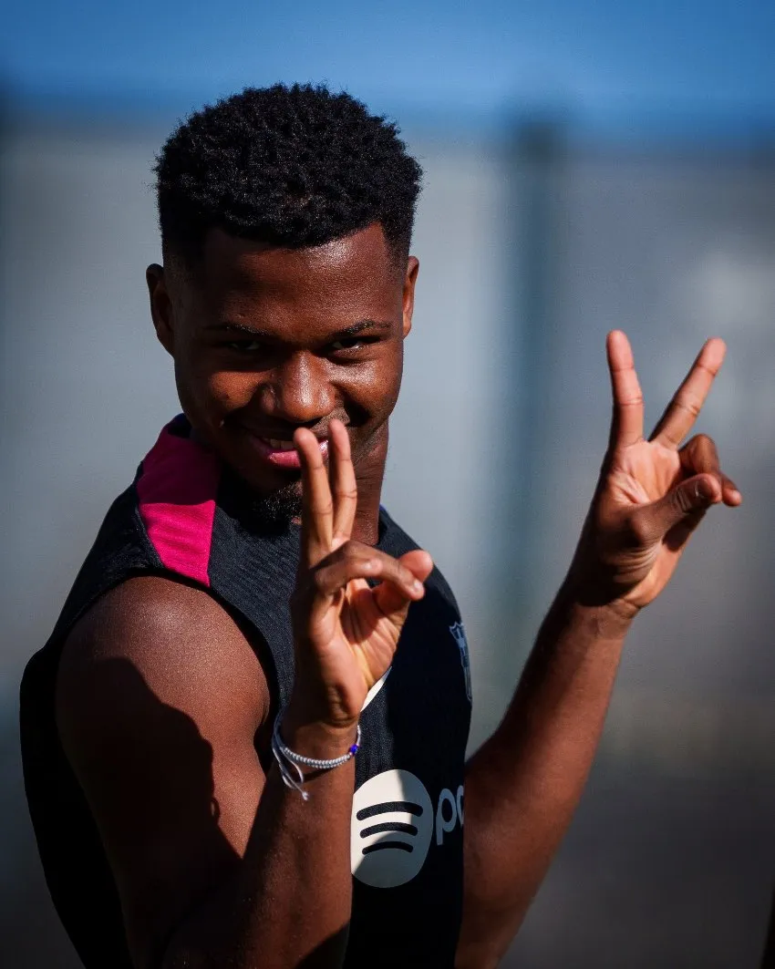 Ansu Fati en entrenamiento con Barcelona