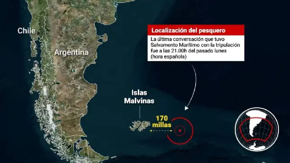 Cinco personas desaparecieron y 14 fueron rescatadas este martes del barco pesquero Argos Georgia tras un naufragio. Foto Europress