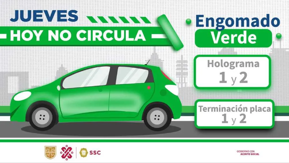 Twitter: @OVIALCDMX Autos engomado verde, holograma y placas 1 y 2 descansan los jueves.