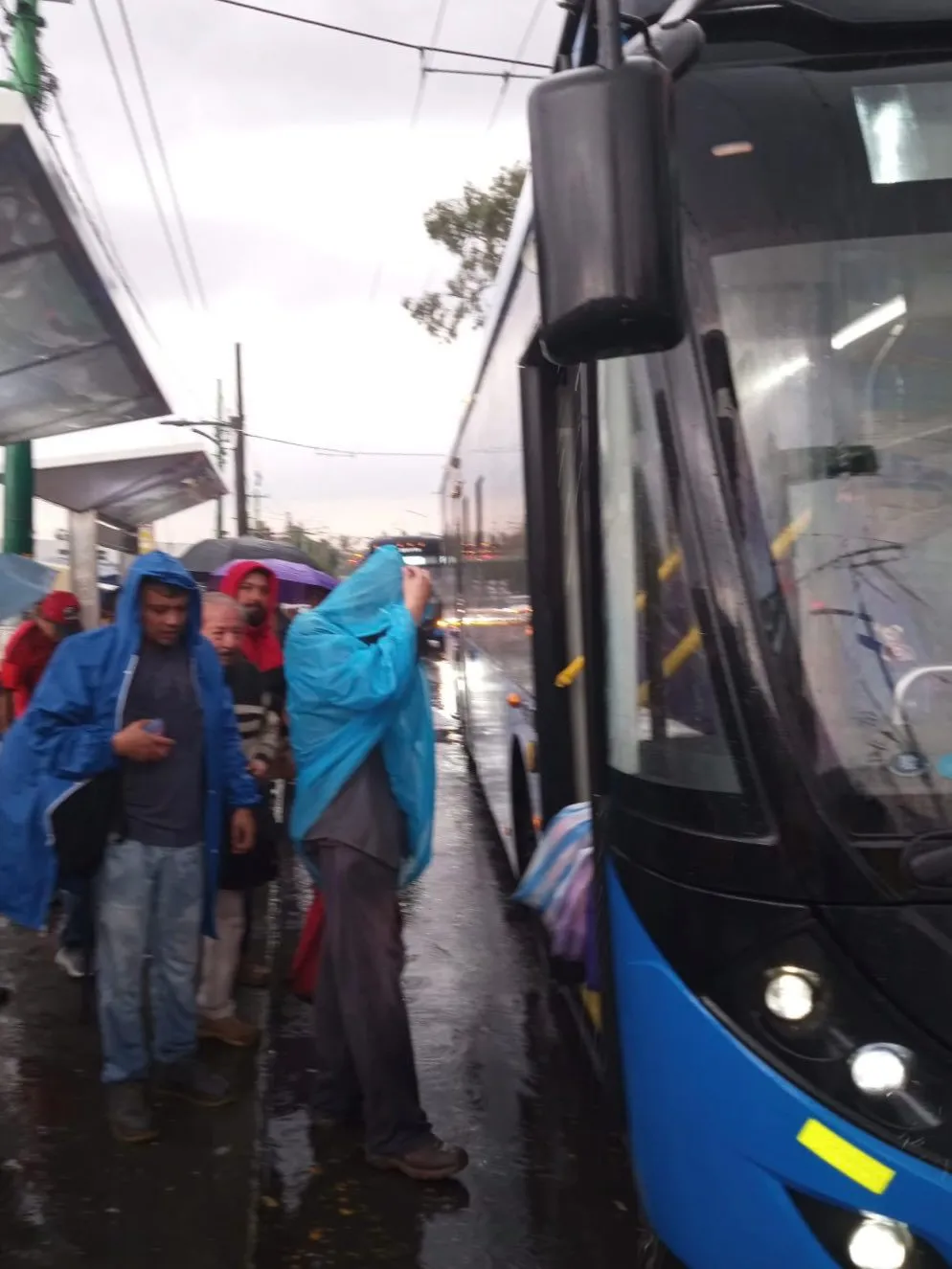 Camiones del servicio eléctico también brindan apoyo a los usuarios.