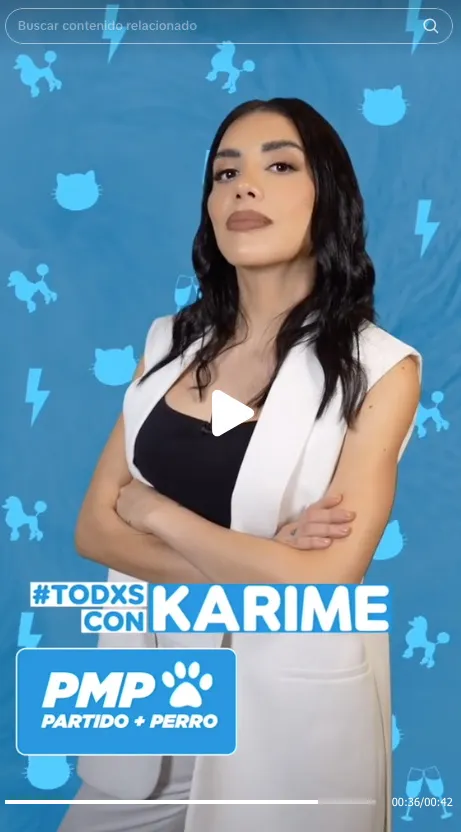 IG: @karimepindter La influencer dejó hechos unos videos para conseguir votos.