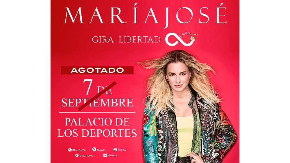 María José deleitará a sus fans con varios de sus éxitos en el Palacio de los Deportes.