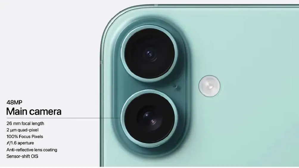 El iPhone 16 cuenta con una cámara principal de 48 megapíxeles.