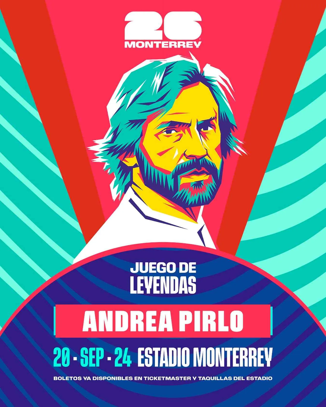 TWITTER: @AguanteRayado Pirlo jugará en Monterrey para un partido amistoso