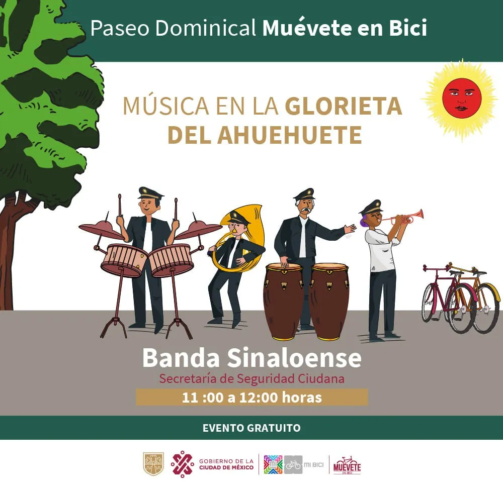 FB: @MueveteEnBiciCDMX Una banda pondrá el ambiente este domingo.