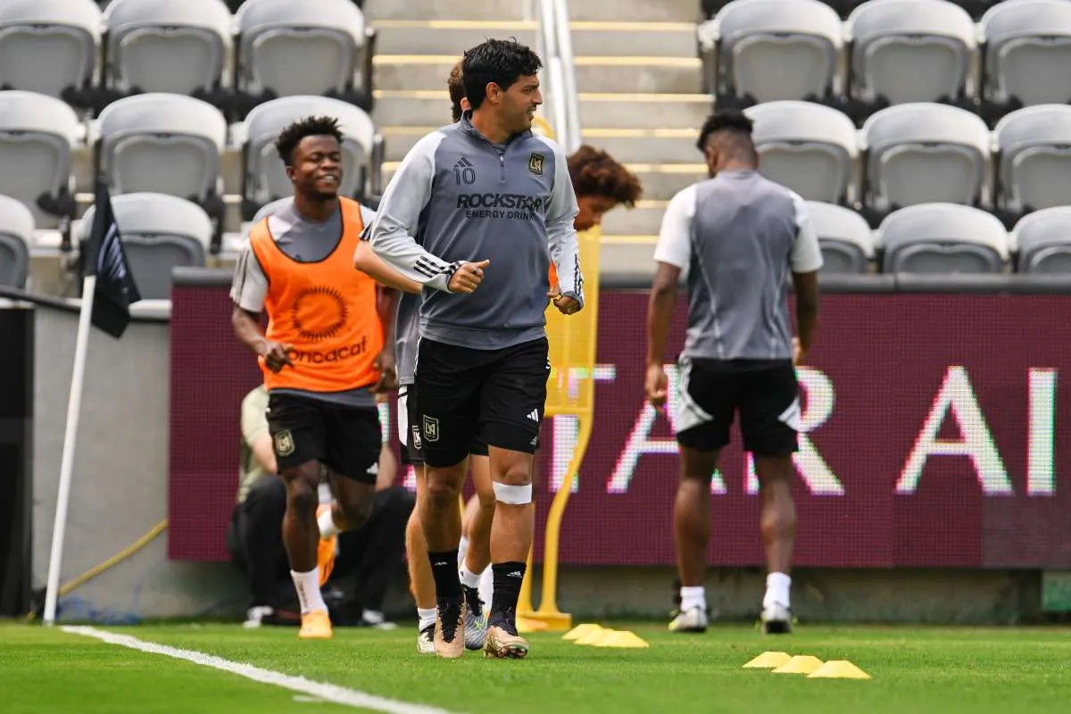 Carlos Vela, durante una práctica con el LAFC