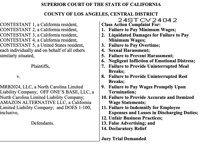 Variety Captura de pantalla del documento donde se presenta la demanda colectiva