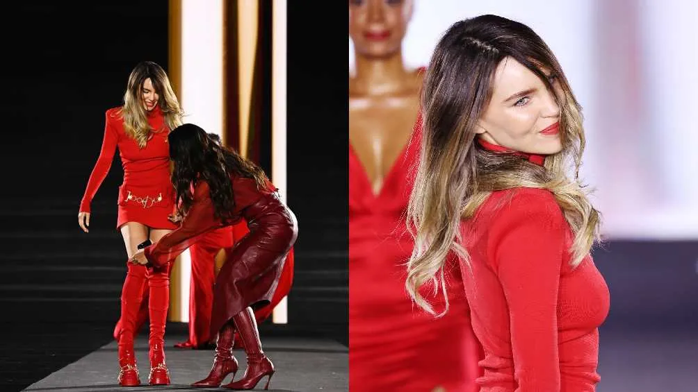 La cantante mexicano se tropezó durante un desfile en la semana de la moda en París.