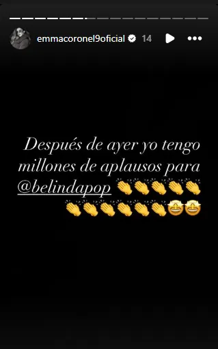 Historia de Emma Coronel compartida en su red social de Instagram