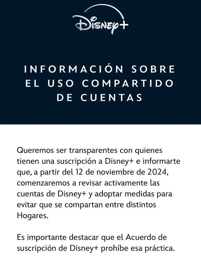 FB: @disney+ Este es el mensaje que está llegando a los suscriptores.