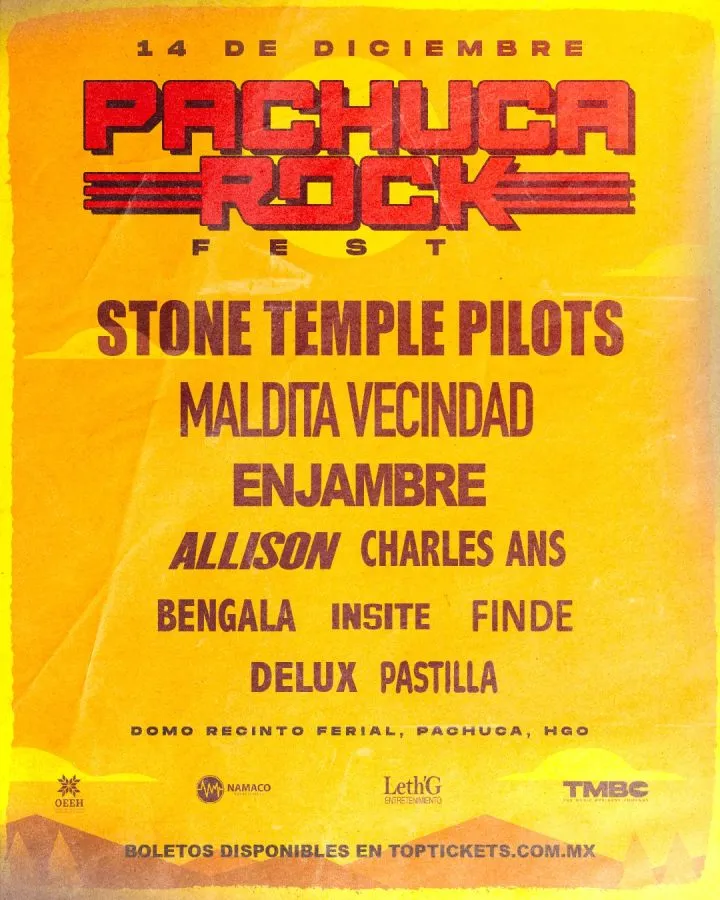 FB: @PachucaRockFest Este es el nuevo cartel del Pachuca Rock Fest.