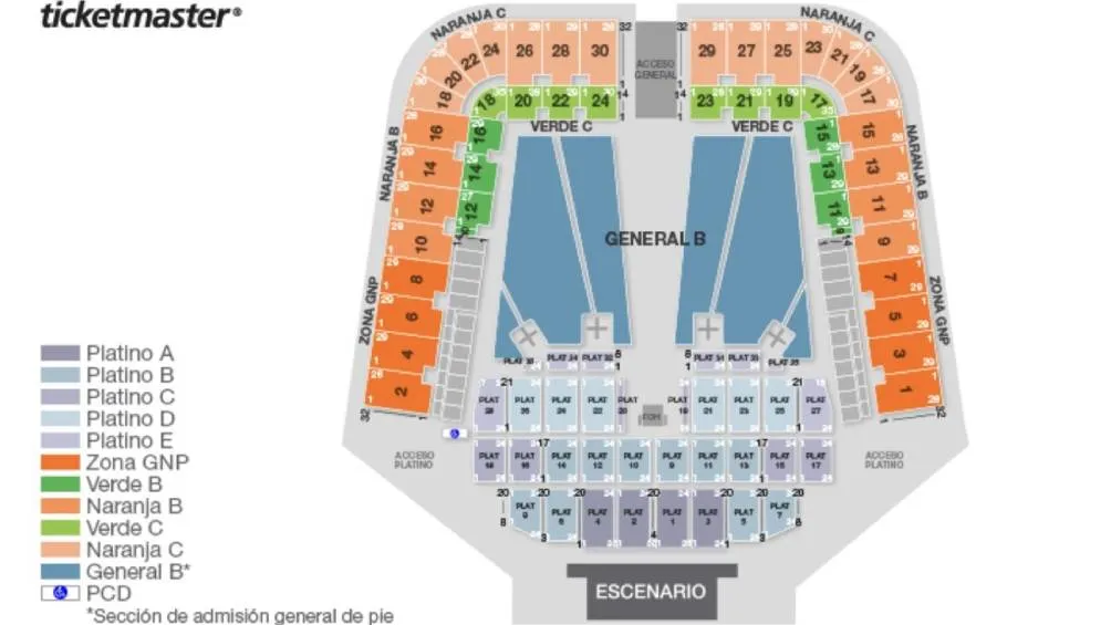 Ticketmaster Los precios oscilan desde los $4,257.75 hasta los ,085.75.