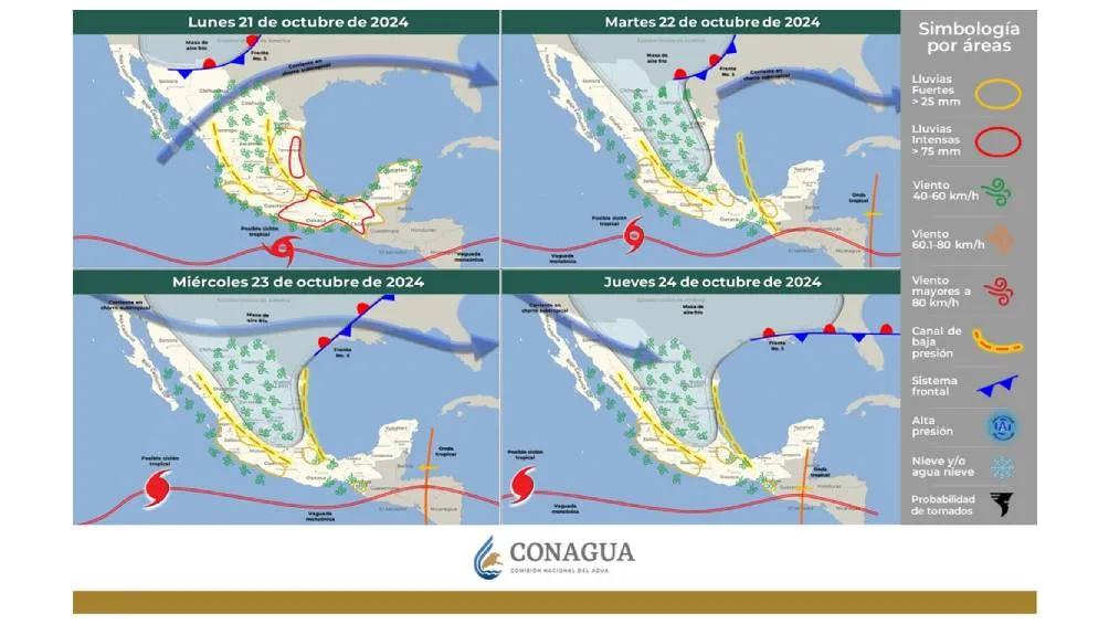 CONAGUA La tormenta Nadine esta generando precipitaciones en el sureste del país.