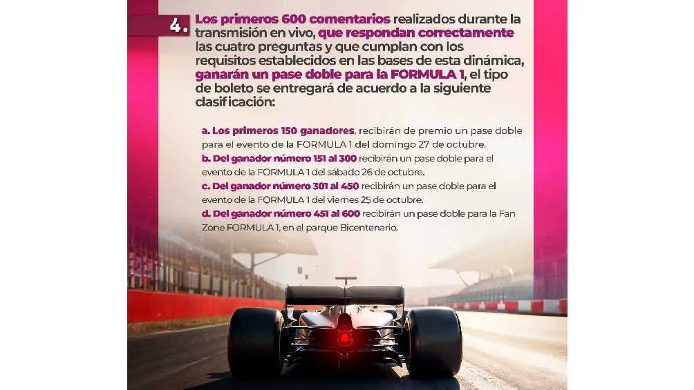 Twitter: @ClaraBrugadaM Los primeros 150 ganadores recibirán boletos para la carrera del domingo.