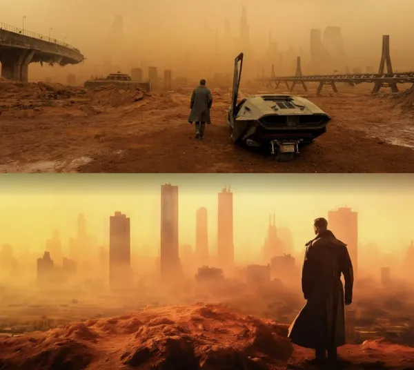 Foto especial Blade Runner 2049 arriba y abajo contenido que se mostró en evento de Elon Musk