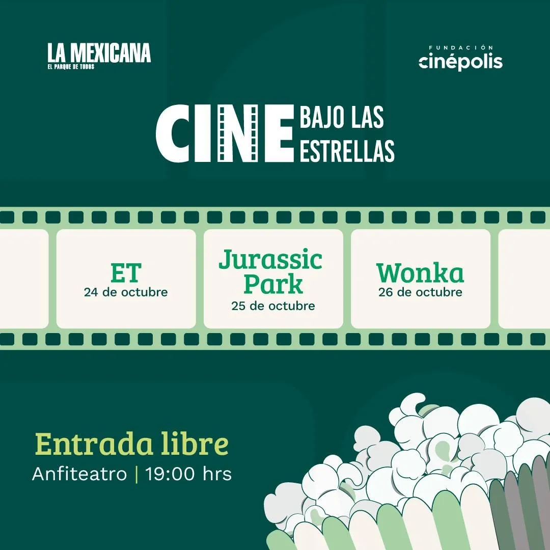 FB: @parquelamexicanaoficial Las funciones de cine son totalmente gratis.