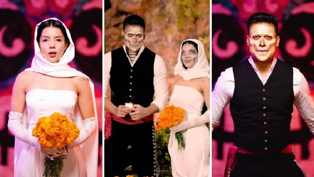 La influencer y el cantante mexicano se unieron para celebrar el Día de Muertos.