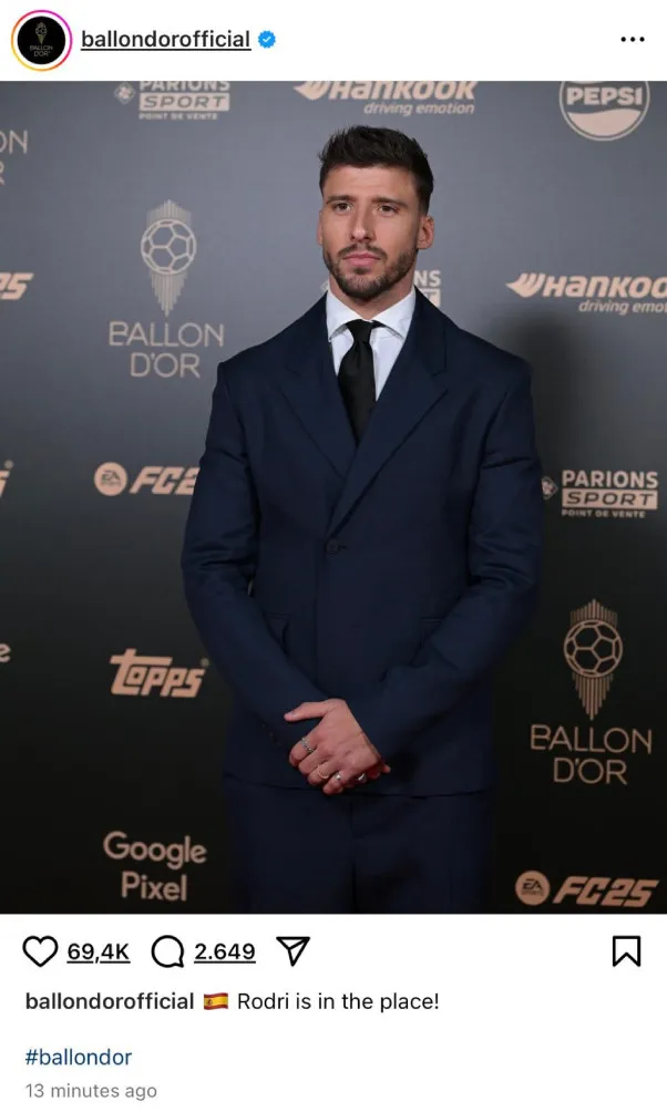 CAPTURA DE PANTALLA Error en el Instagram del Balón de Oro