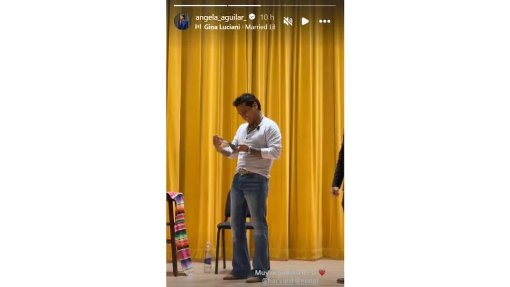 IG: Ángela Aguilar La esposa del cantante compartió a través de sus redes que se sentía orgullosa de Nodal tras recibir premio.