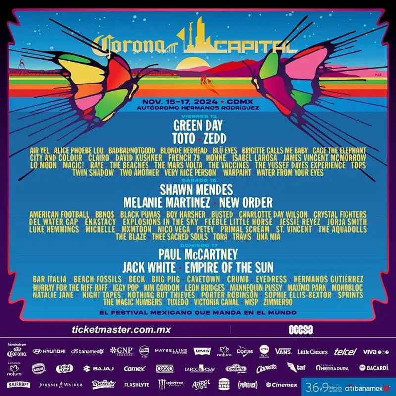 FB: @CoronaCapital El Corona Capital será de tres días en el Autódromo Hermanos Rodríguez.