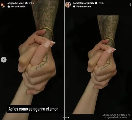 IG: Alejandro Sanz, Candela Márquez Historias de ambos compartiendo la misma imagen confirmando su relación