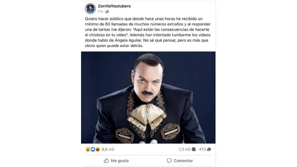 El influencer revela que ha recibido llamadas telefónicas amenazadoras.