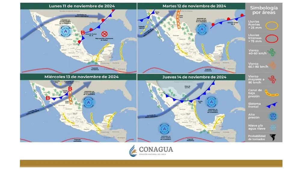 CONAGUA Clima en México para los próximos días.